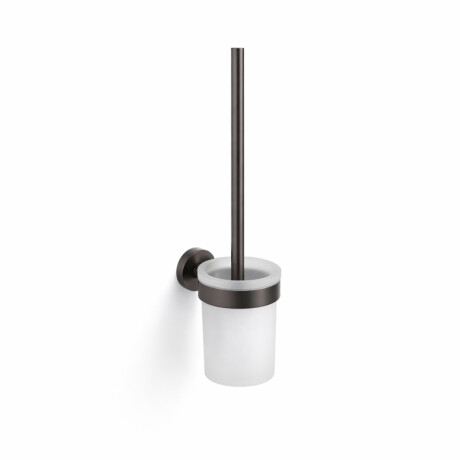 CLASSIC - Brosse de WC suspendue / récipient en verre dépoli / graphite brossé #1