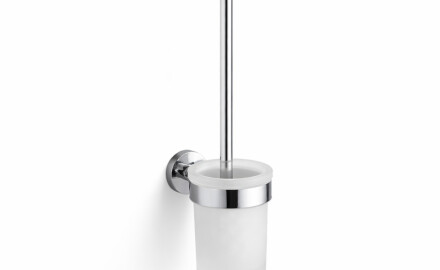 CLASSIC - Brosse de WC suspendue / réservoir en verre dépoli / chrome