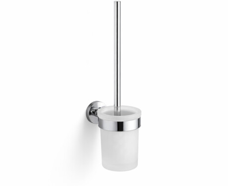 CLASSIC - Brosse de WC suspendue / réservoir en verre dépoli / chrome