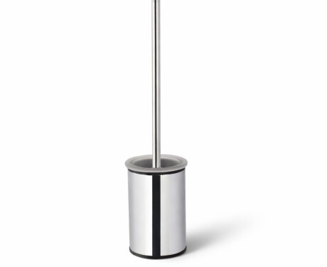 CLASSIC - Brosse de WC basse sur pied / récipient en métal, insert en verre / chrome