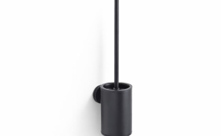 CLASSIC - Brosse de WC basse à suspendre / réservoir en métal, cartouche en plastique / noir mat