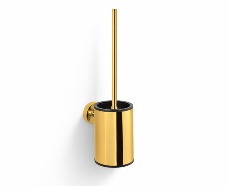 CLASSIC - Brosse de WC basse à suspendre / récipient en métal, recharge en plastique / finition dorée brillante