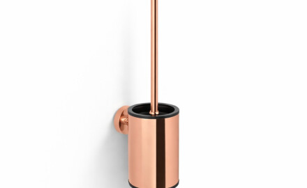 CLASSIC - Brosse de WC basse à suspendre / récipient en métal, cartouche en plastique / rose doré brillant