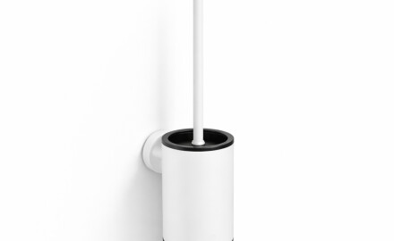 CLASSIC - Brosse de WC basse à suspendre / réservoir en métal, cartouche en plastique / blanc mat