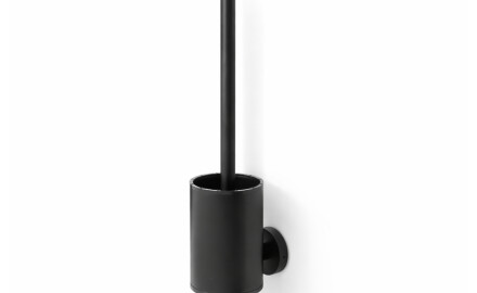 CLASSIC - Brosse de WC basse à suspendre / réservoir en métal, tête en silicone / noir mat