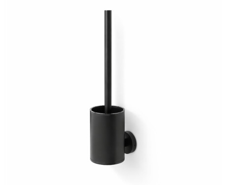 CLASSIC - Brosse de WC basse à suspendre / réservoir en métal, tête en silicone / noir mat