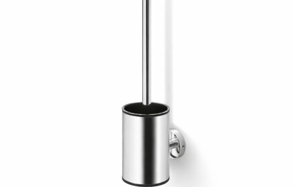 CLASSIC - Brosse de WC basse à suspendre / réservoir en métal, tête en silicone / chrome