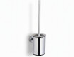 CLASSIC - Brosse de WC basse à suspendre / récipient en métal, insert en verre / chrome