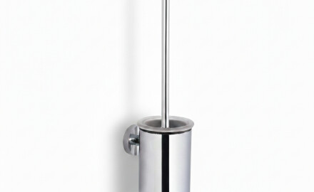 CLASSIC - Brosse de WC basse à suspendre / récipient en métal, insert en verre / chrome