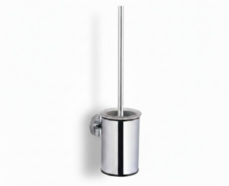 CLASSIC - Brosse de WC basse à suspendre / récipient en métal, insert en verre / chrome