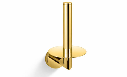 CLASSIC - Support avec rosace pour rouleau de papier toilette de rechange / doré brillant