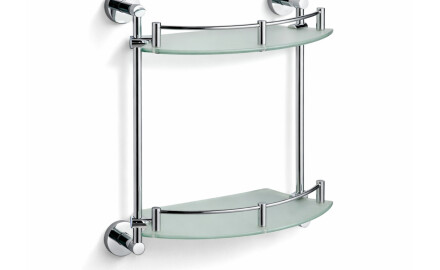 CLASSIC - Étagère double semi-circulaire / chrome, verre mat