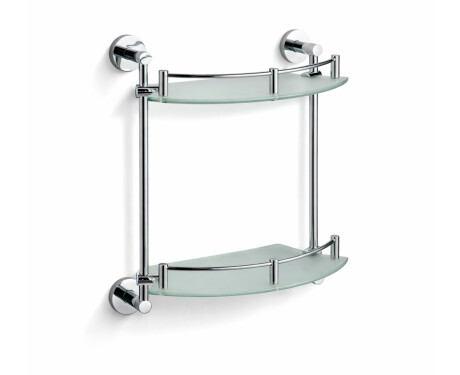 CLASSIC - Étagère double semi-circulaire / chrome, verre mat