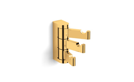 MILANO - Crochet porte-serviettes / triple, orientable / doré brillant