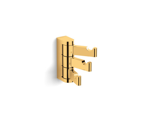 MILANO - Crochet porte-serviettes / triple, orientable / doré brillant