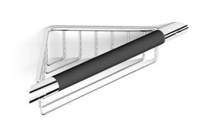Panier d'angle / chromé / avec poignée antidérapante noire