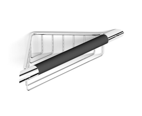 Panier d'angle / chromé / avec poignée antidérapante noire