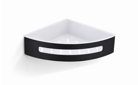 Panier d'angle 20,5 x 20,5 x 5,5 / noir mat / bac en plastique blanc