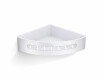 Panier d'angle 20,5 x 20,5 x 5,5 / acier poli / insert en plastique blanc