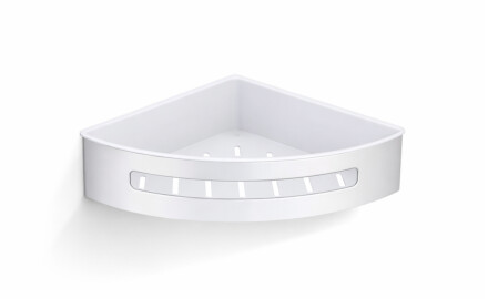 Panier d'angle 20,5 x 20,5 x 5,5 / acier poli / insert en plastique blanc