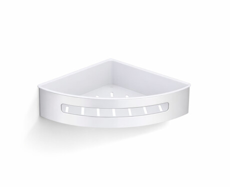 Panier d'angle 20,5 x 20,5 x 5,5 / acier poli / insert en plastique blanc