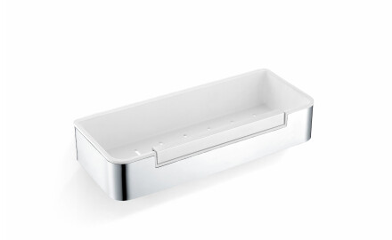 Panier 29 x 12 x 5,5 avec cordon de serrage / acier poli / insert en plastique blanc