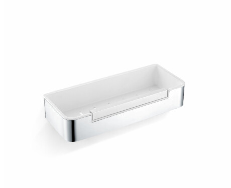 Panier 29 x 12 x 5,5 avec cordon de serrage / acier poli / insert en plastique blanc