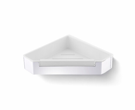 Panier d'angle 22 x 22 x 5,5 avec cordon de serrage / acier poli / insert en plastique blanc