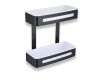 Panier double / noir mat / bacs en plastique blancs