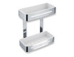 Panier double / acier poli / paniers intérieurs en plastique blanc