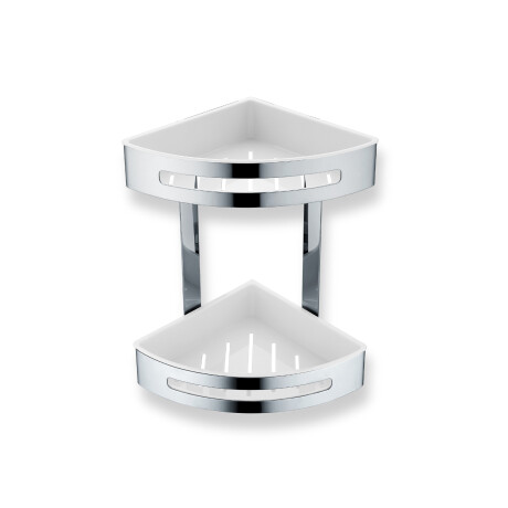 Panier double d'angle / acier poli / paniers en plastique blanc #1