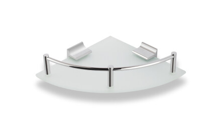 Étagère d'angle 17x17 / verre dépoli / chrome
