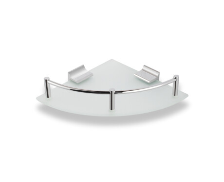 Étagère d'angle 17x17 / verre dépoli / chrome