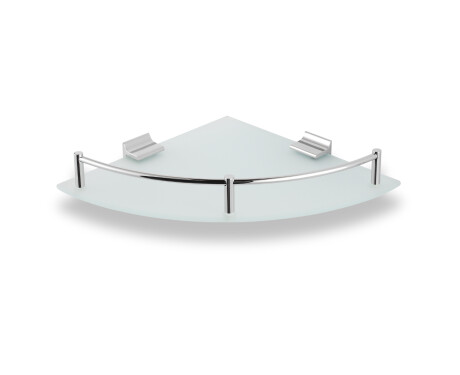 Étagère d'angle 23x23 / verre dépoli / chrome