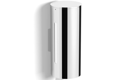 Distributeur de savon liquide 0,5 L / système de distribution par le bas / chrome
