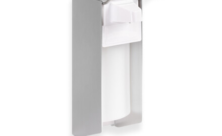 Distributeur de désinfectant 0,5 L avec bouton actionnable avec le coude / Aluminium mat