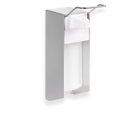 Distributeur de désinfectant 0,5 L avec bouton actionnable avec le coude / Aluminium mat