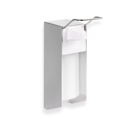 Distributeur de désinfectant 0,5 L avec bouton actionnable avec le coude / Aluminium mat #1