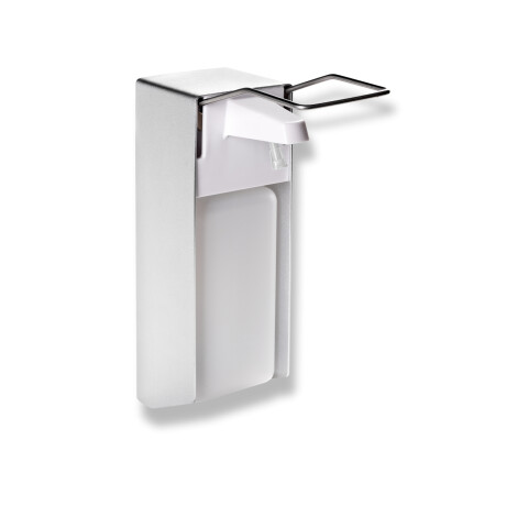 Distributeur de désinfectant 1,0 L avec bouton actionnable avec le coude / Aluminium mat #1