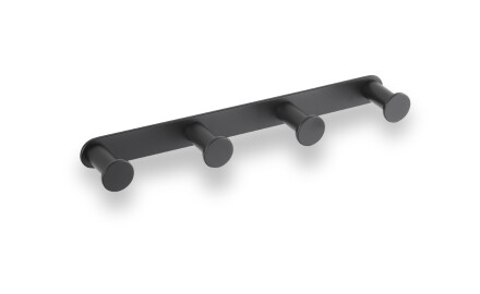 Barre large - 4 crochets pour serviettes / noir mat