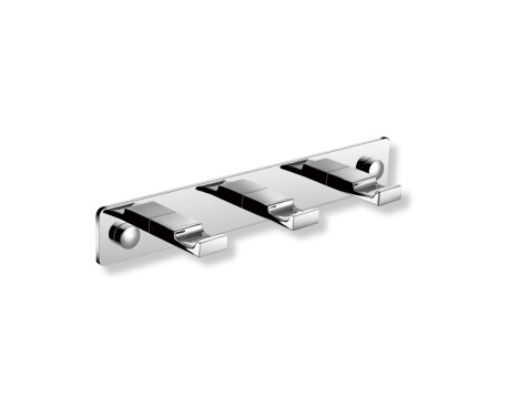Barre - 3 crochets plats pour serviettes / chrome