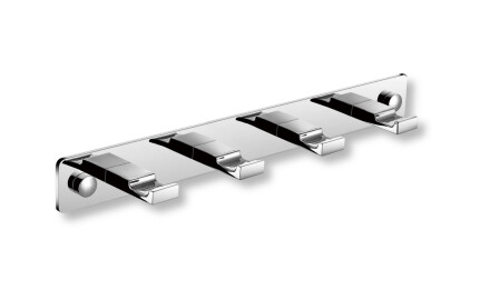 Barre - 4 crochets plats pour serviettes / chrome