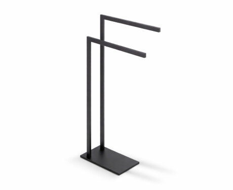 Porte-serviettes pour 2 serviettes / profilé et socle rectangulaires / noir mat