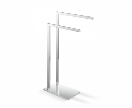 Porte-serviettes pour 2 serviettes / profilé et socle rectangulaires / acier poli