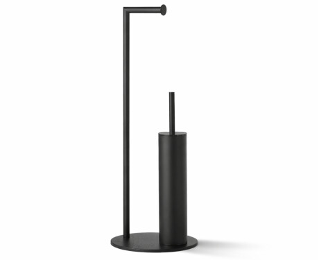 Porte-papier et porte-brosse de toilettes / profilé et socle ronds / noir mat