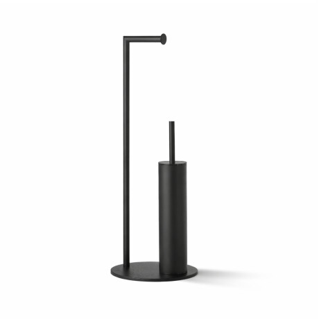 Porte-papier et porte-brosse de toilettes / profilé et socle ronds / noir mat #1