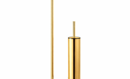 Porte-papier et porte-brosse de toilettes / profilé et socle ronds / doré brillant