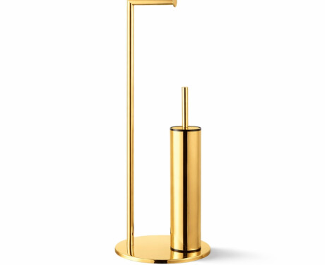 Porte-papier et porte-brosse de toilettes / profilé et socle ronds / doré brillant