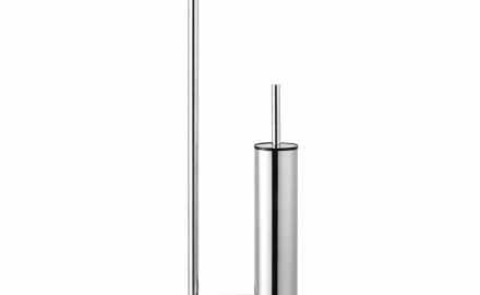 Porte-papier et porte-brosse de toilettes / profilé et socle ronds / acier poli