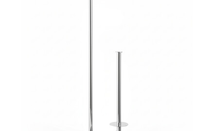Porte-papier toilette + rouleaux de rechange / profilé et socle ronds / acier poli